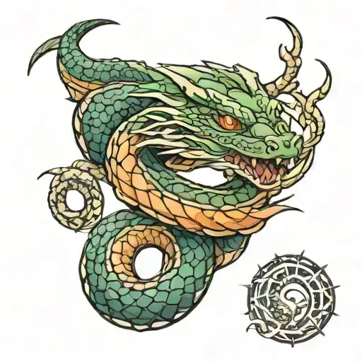 jormungandr wrapping around arm tattoo design idea
