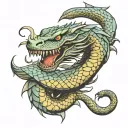 jormungandr wrapping around arm tattoo design idea