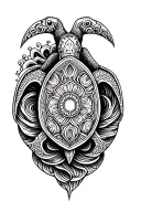 mandala, turtle, wave patten, sleeve tattoo tattoo design idea