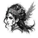 azte warrior princess  tattoo design idea