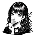anime girl holding a lollipop tattoo design idea