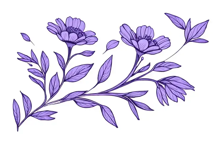444 purple flowers blooming tattoo design idea