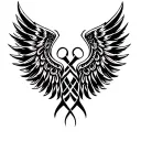 Valkyrie wings intertwined tattoo design idea