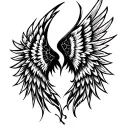 Valkyrie wings intertwined tattoo design idea