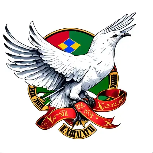 Dove with ribbons and roman numeral letters with haitian flag tattoo tattoo design idea
