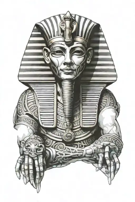 pharaoh holding a pyramid tattoo design idea