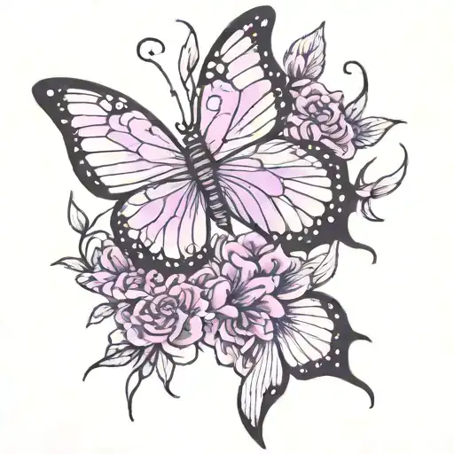 Neon butterfly, violet flower, 1992 Incorporate tattoo design idea