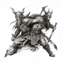 full sleeve with viking warrior , samurai, roman soldier and native American hunter on top of one another  tattoo design idea