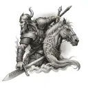 full sleeve with viking warrior , samurai, roman soldier and native American hunter on top of one another  tattoo design idea