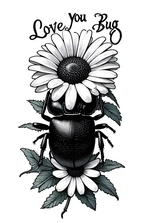 "Love you Bug" Daisy tattoo design idea