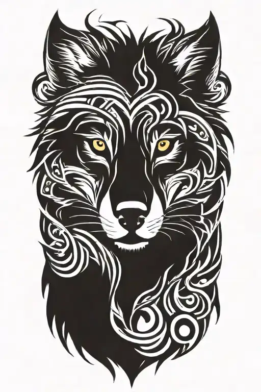 wolf head tattoo design idea
