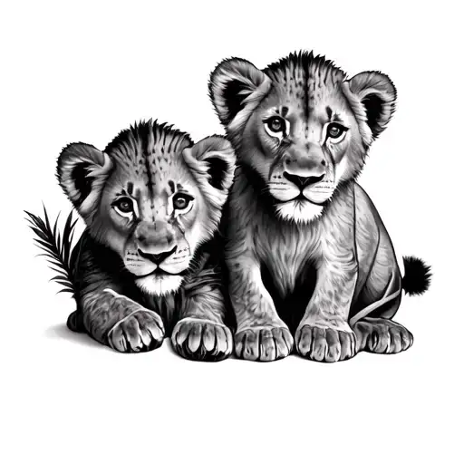 3 baby lions cubs tattoo design idea
