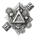 3d  geo symteric shapes tattoo design idea