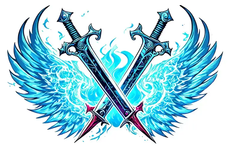 anime swords crossed bleach guts tengen tattoo design idea