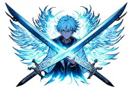 anime swords crossed bleach guts tengen tattoo design idea