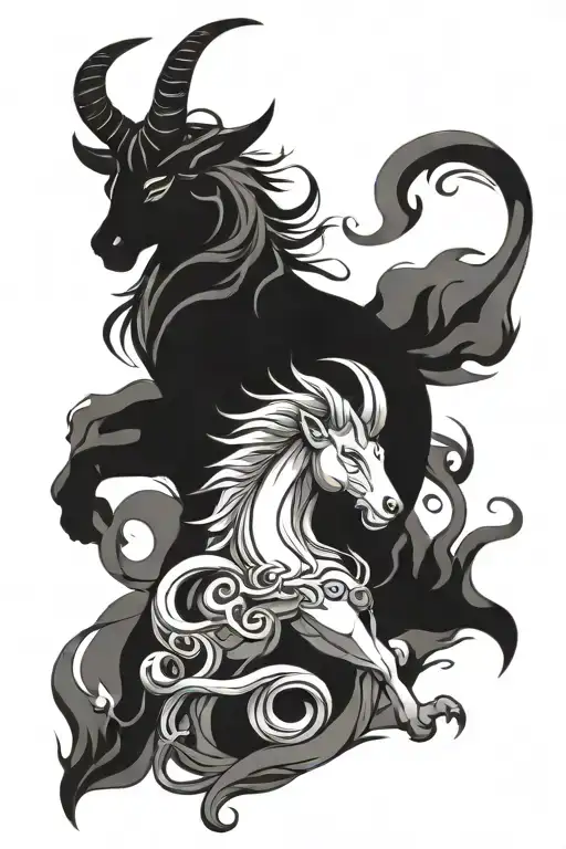 CAPRICORN LEO SYMBOLS INTERTWINED tattoo design idea
