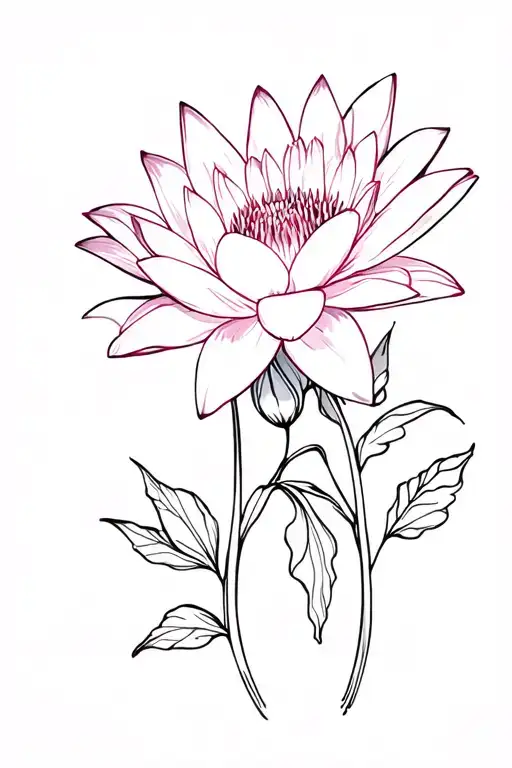 Flower Bouquet using waterlily, larkspur, daisy, violet, rose tattoo design idea