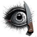 butcher knife and eyeball tattoo design idea