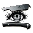 butcher knife and eyeball tattoo design idea