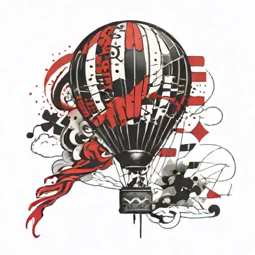 hot air balloon tattoo design idea