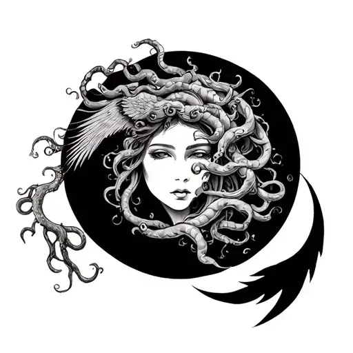semi colon miscarriage medusa and phoenix tattoo design idea