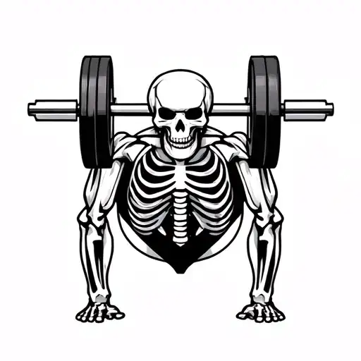 skeleton deadlift stance with weight plates tattoo design idea