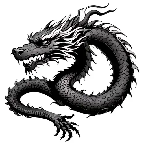 Vietnamese dragon from nyguen dynasty on ribs tattoo design idea