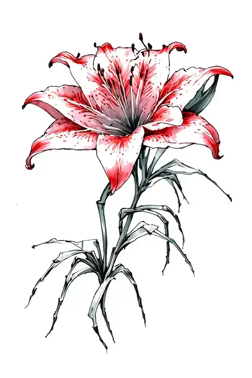 4 red spider lily's intertwined tattoo design idea