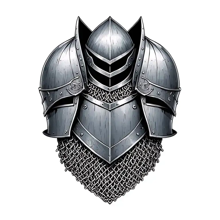 knights armor including chain mail tattoo design idea