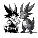 goku vs lucario tattoo design idea