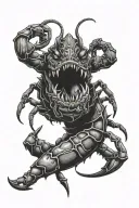 lion scorpion crab tearing tattoo design idea