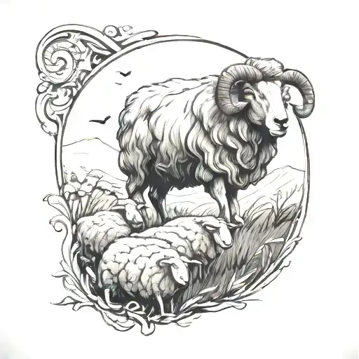 lost sheep biblical parable tattoo design idea