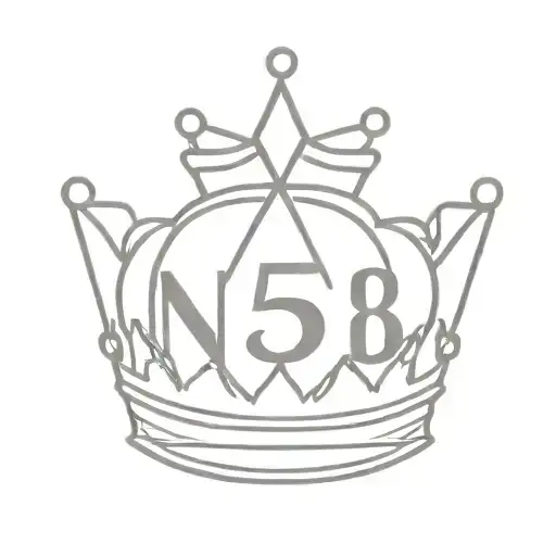 N58 with a crown upside down the letter tattoo design idea