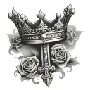 Christian Cross with crown tattoo design idea