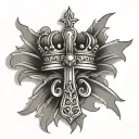Christian Cross with crown tattoo design idea