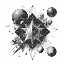 fine geometric lines related to space and mathematics tattoo design idea