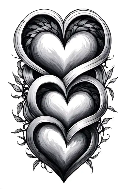 9 hearts connected tattoo design idea