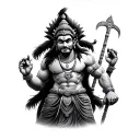 Hanuman warrior wielding tattoo design idea