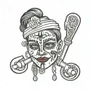  a juggalette with intricate face paint and a hatchet necklace tattoo design idea