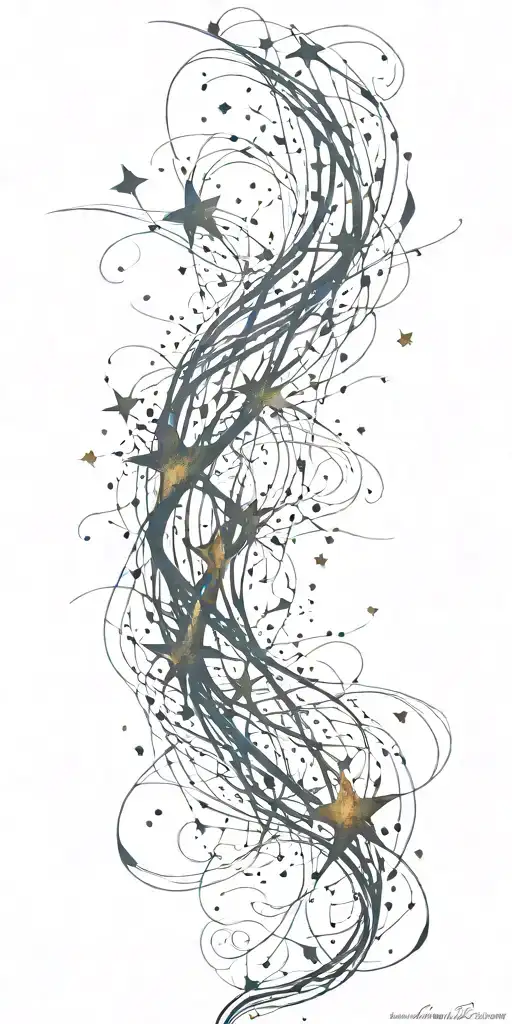 slutty sexy stars swooshing line galaxy  storm tattoo design idea