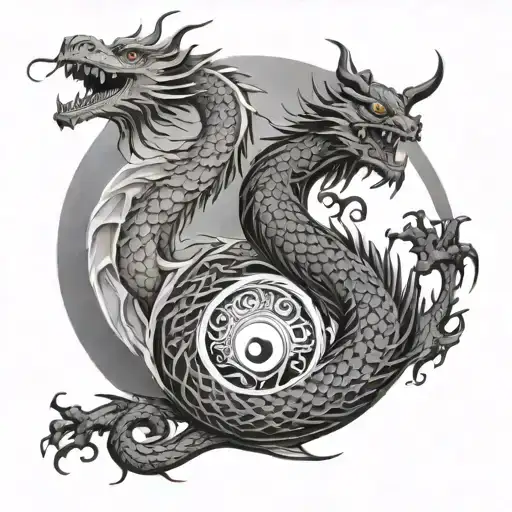 Yin Yang Dragon tattoo design idea