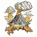 volcano explosion tattoo design idea