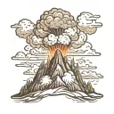 volcano explosion tattoo design idea