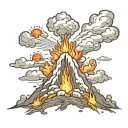 volcano explosion tattoo design idea
