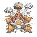 volcano explosion tattoo design idea