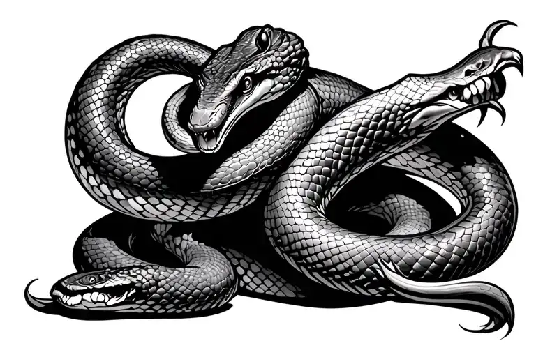 snake eating tail wrapped tattoo design idea