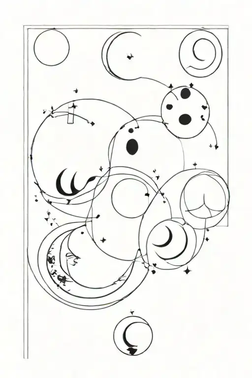 moon phases going down with taurus zodiac sign tattoo design idea