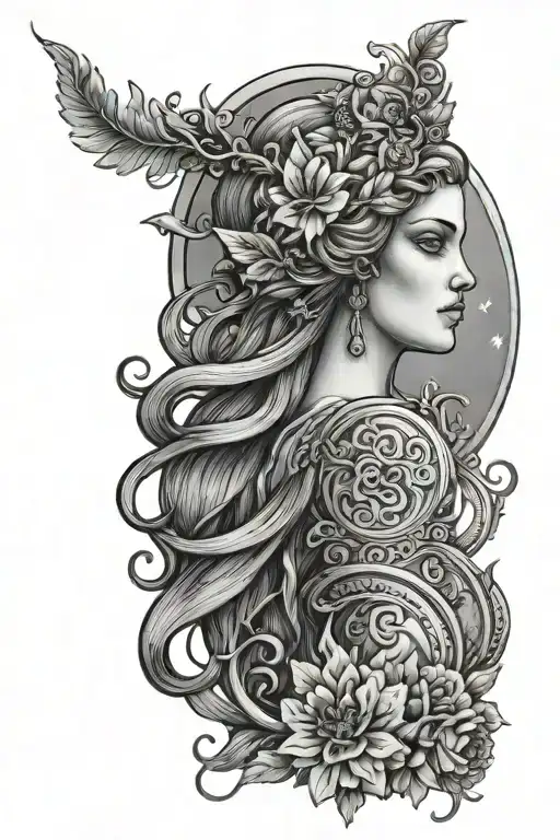 goddess demeter virgo tattoo design idea