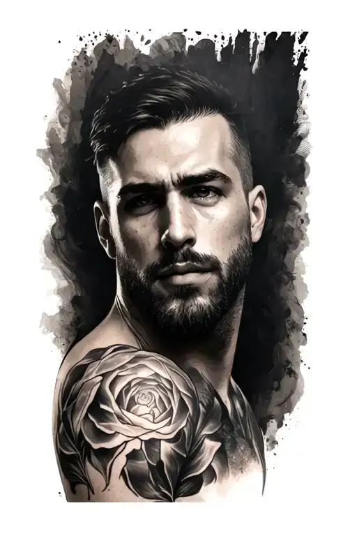 Male forearm tattoo. Cover up of existing greyscale tattoo near arm joint. Predominantly greyscale with touch of colour. tattoo design idea