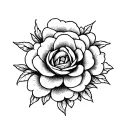 tudor rose colored tattoo design idea